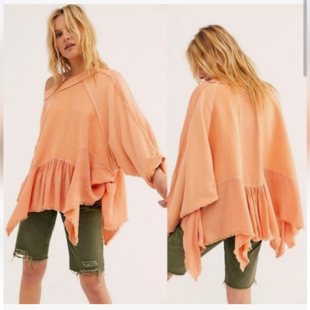 Free People Gold Duster Pullover Oversize Slouchy Asymmetric S Bermuda Sands NWT - Picture 14 of 14